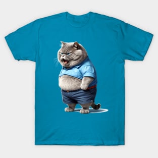 Funny Chubby Cat, Fat Angry cat T-Shirt